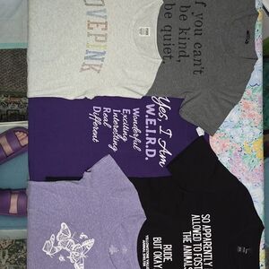 Assorted Black, Grey, & Purple T-Shirts - Women Medium